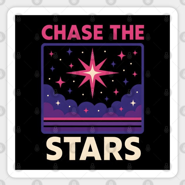 Chase the Stars – Retro Cosmic Motivation Artwork Sticker by MakerMind8.2